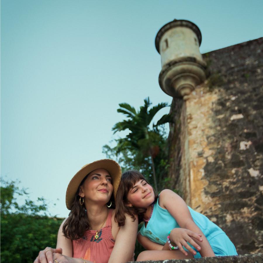 A mother and daughter explore Paseo de la Princesa in San Juan, Puerto Rico