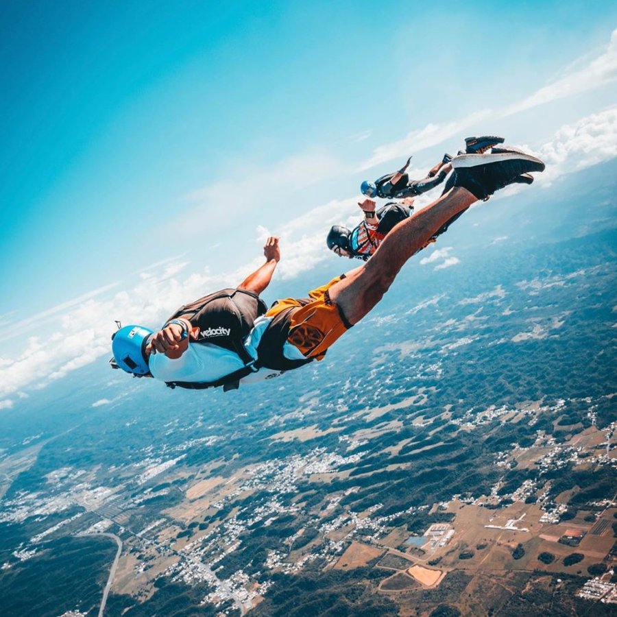 Man skydiving over Puerto Rico