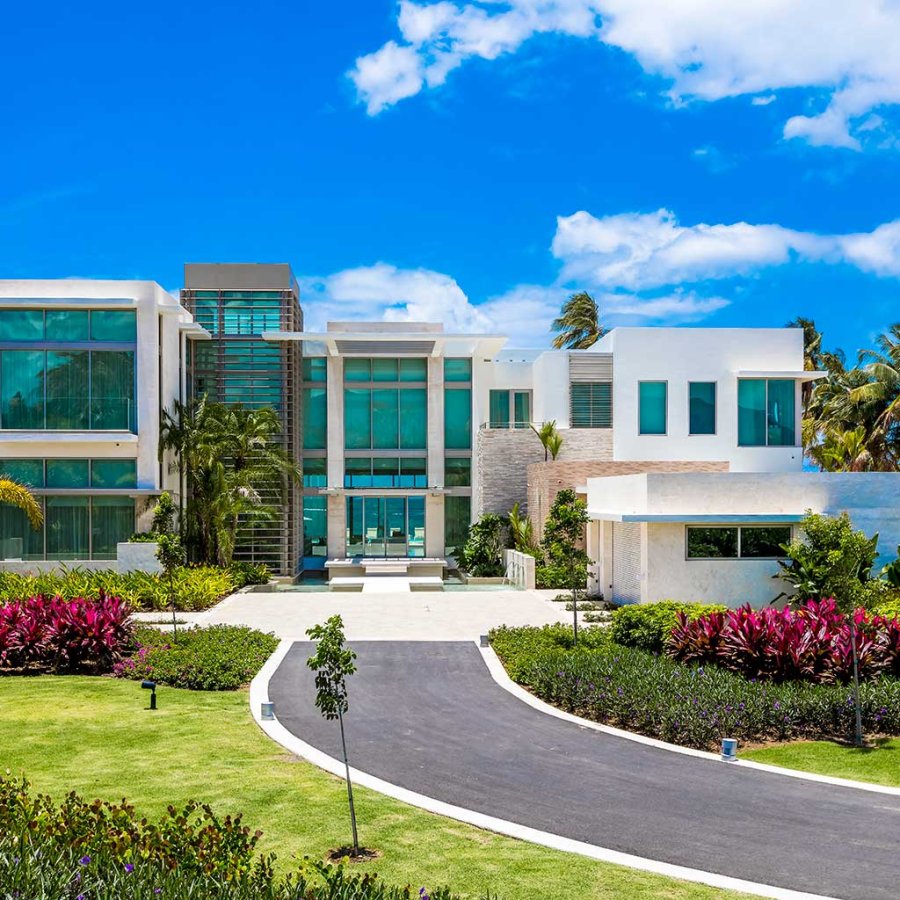 Exterior shot of Casa Estancias, a modernist villa located within the St. Regis Bahia Beach Resort. Rio Grande, Puerto Rico. 