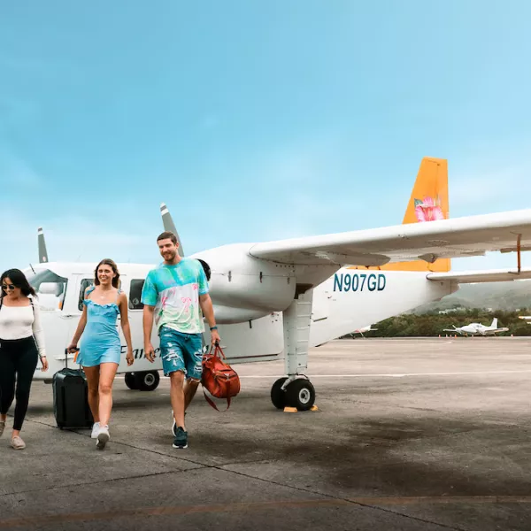 Group of visitors arriving in Culebra via regional airport