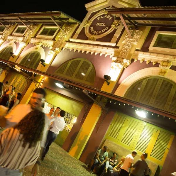 Crowds of young people gather at La Placita de Santurce, one of San Juan's most popular nightlife areas.