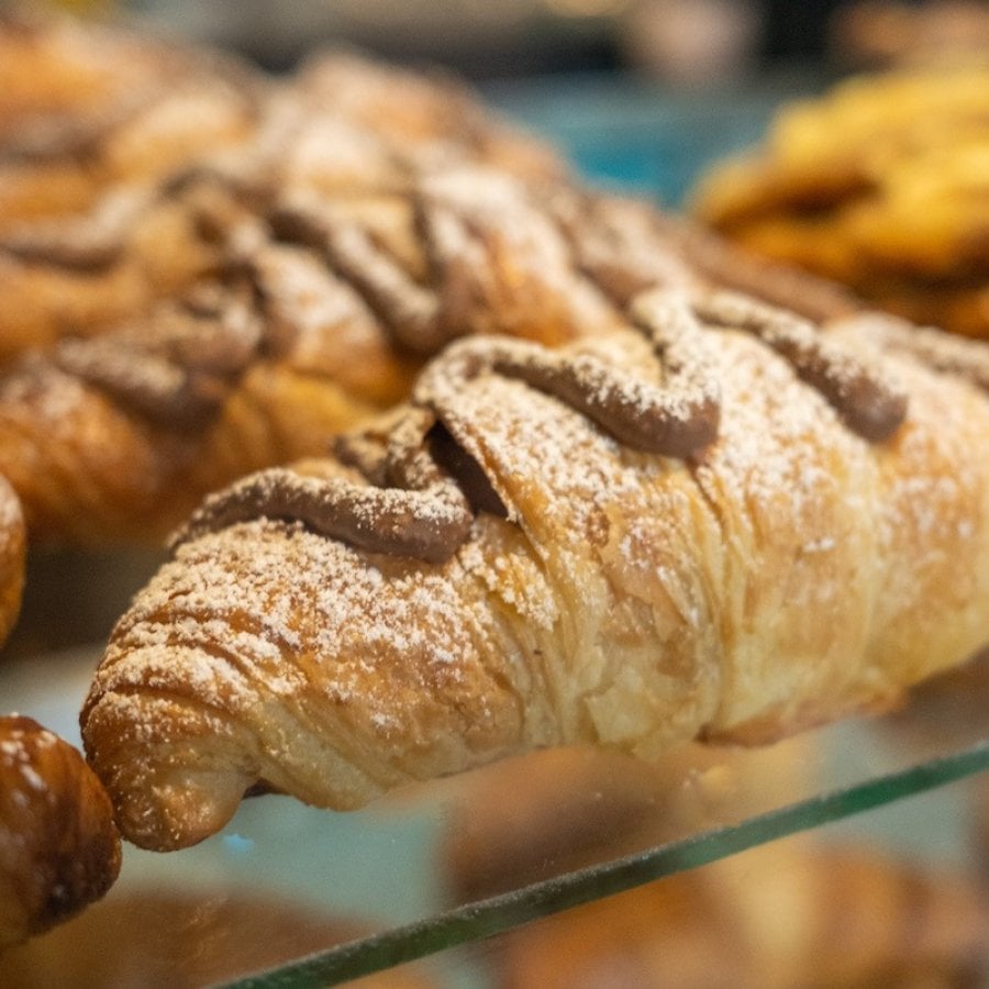 A chocolate croissant at Chocobar Cortes in San Juan.
