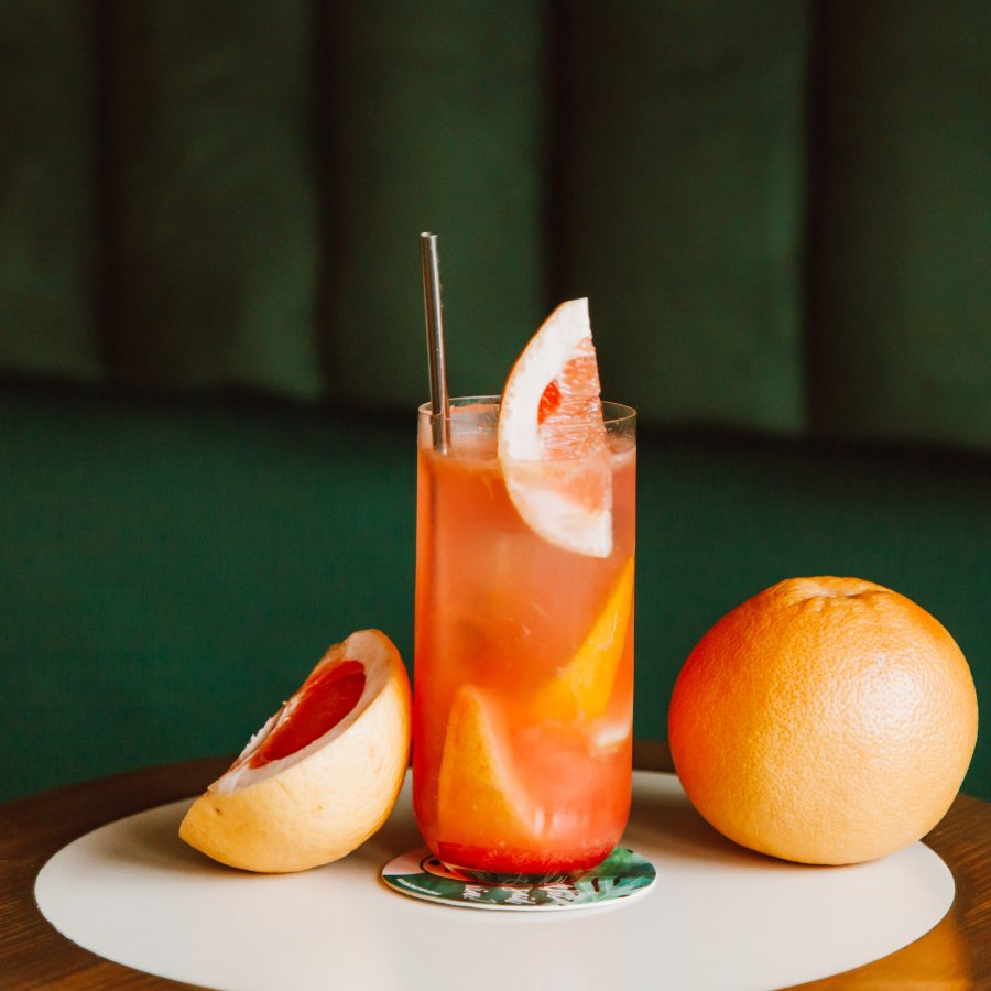 Fresh-pressed grapefruit juice.