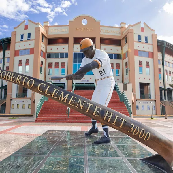 A Roberto Clemente statue in Puerto Rico. 