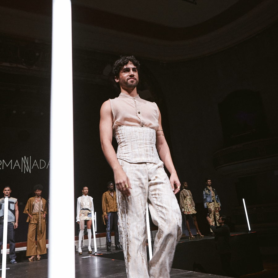 Herman Nadal presents his fashion collection at a Rolling Stone event in Bogotá, Colombia.