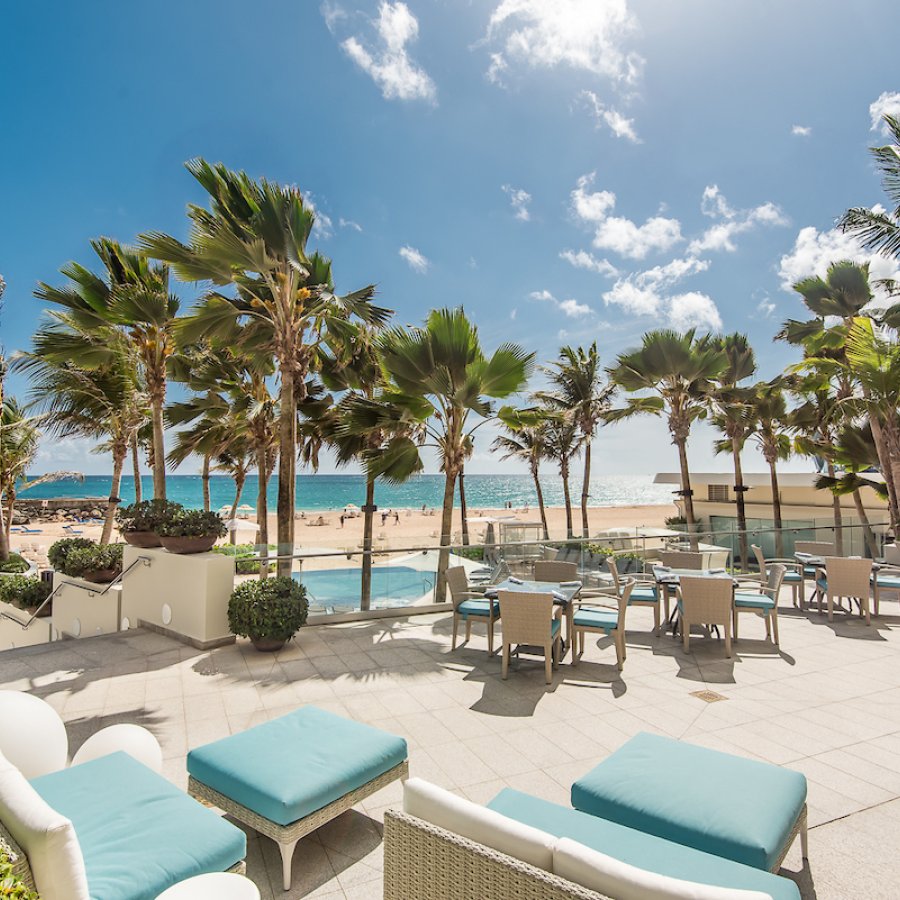 The picturesque, beachfront pool at La Concha Renaissance Resort in San Juan.