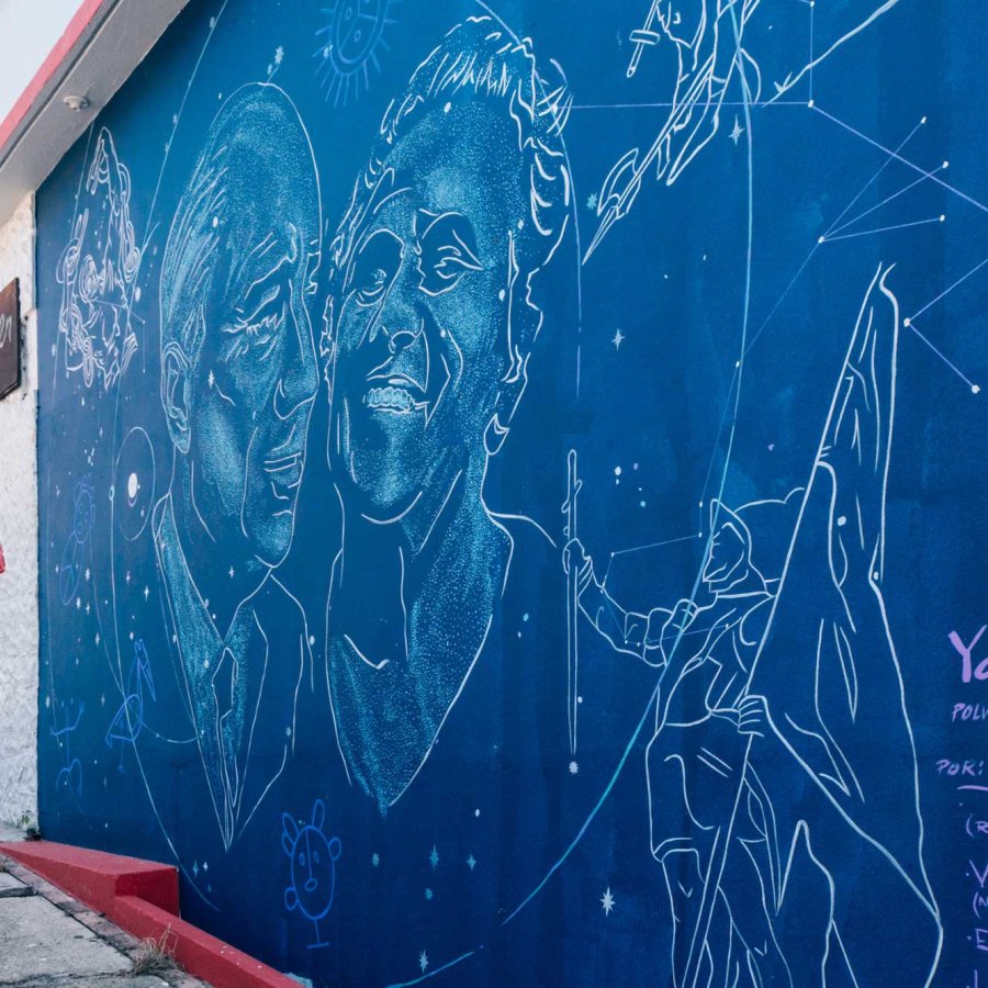 A mural at Casa Corretjer, honoring the legacy of Puerto Rican poet Juan Antonio Corretjer. Ciales, Puerto Rico.