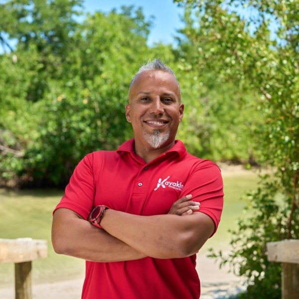 Noel Cruz in front a lagoon.