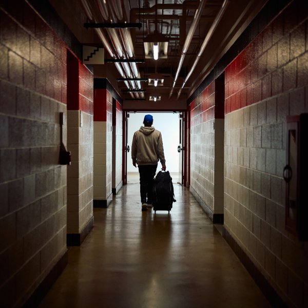 Kike Hernandez exits the locker room at a baseball stadium