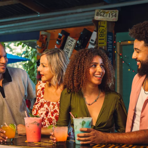 Family at a local spot having drinks.
