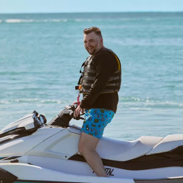 Saxboy Billy jetskiing