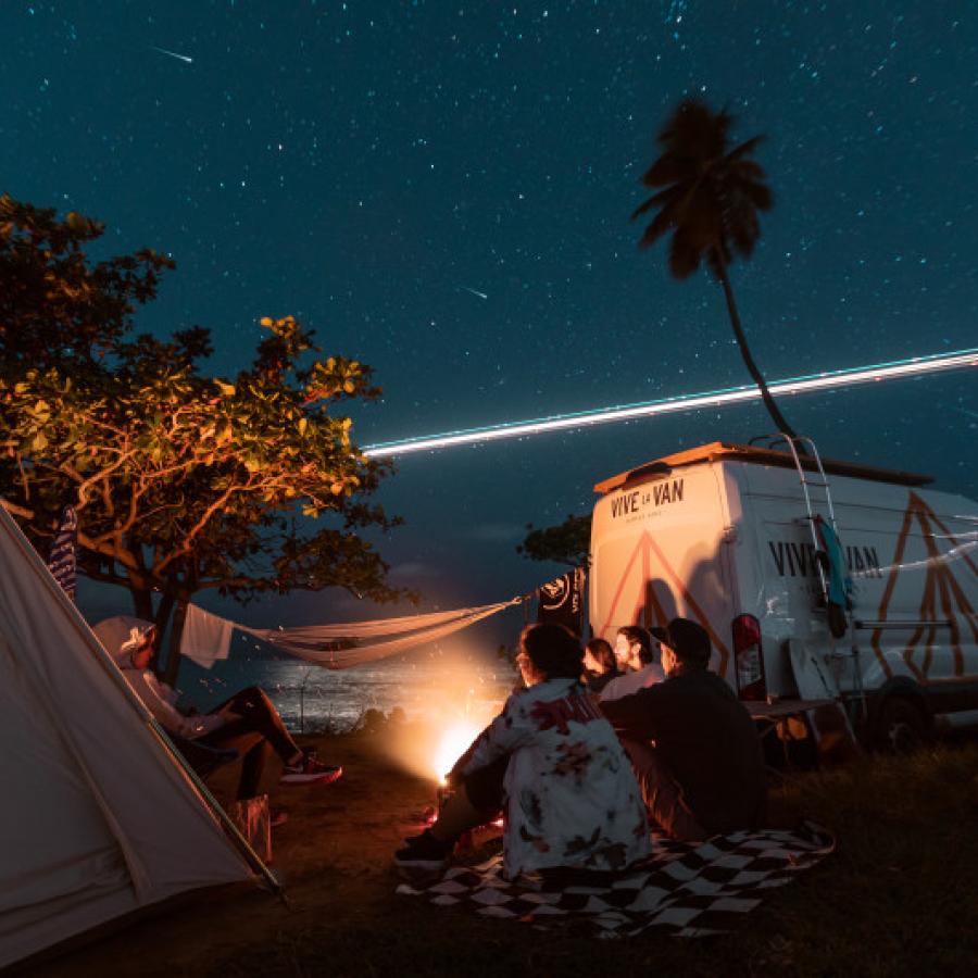 Group of friends camping.