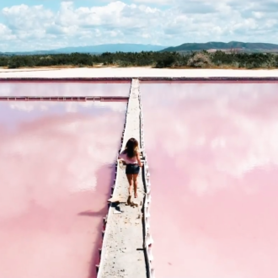 The pink-hued salt flats in Cabo Rojo.