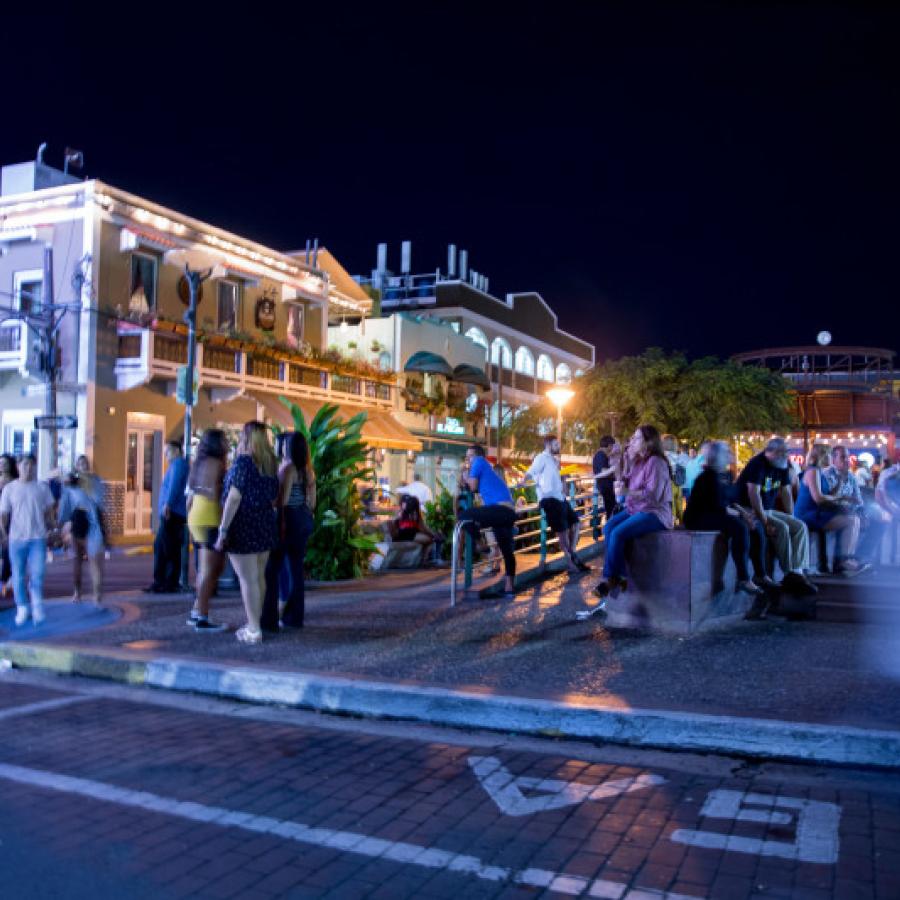 Nighttime view of La Placita de Santurce, a top Puerto Rico nightlife spot