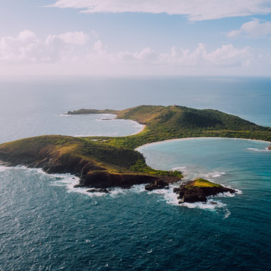 An aerial view of Culebra, a small island off the east coast of Puerto Rico.