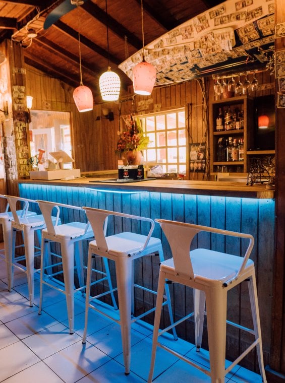 The bar area at La Barkita Restaurant in Salinas.