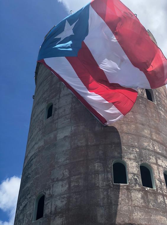 The Puerto Rican flag waves from the top of the Yokahú Observation Tower