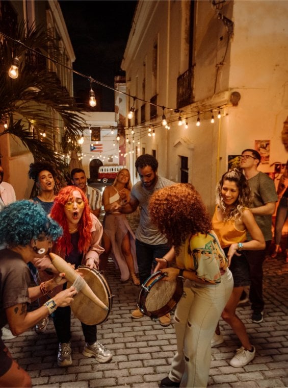 group dancing in Old San Juan