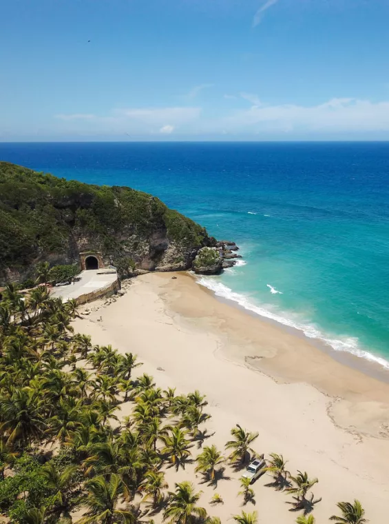 Tunel de Guajataca meeting the beach—iconic stop on a Puerto Rico road trip