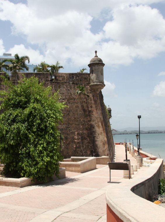 El Paseo de la Princesa, a pedestrian promenade that winds around historic landmarks in Old San Juan