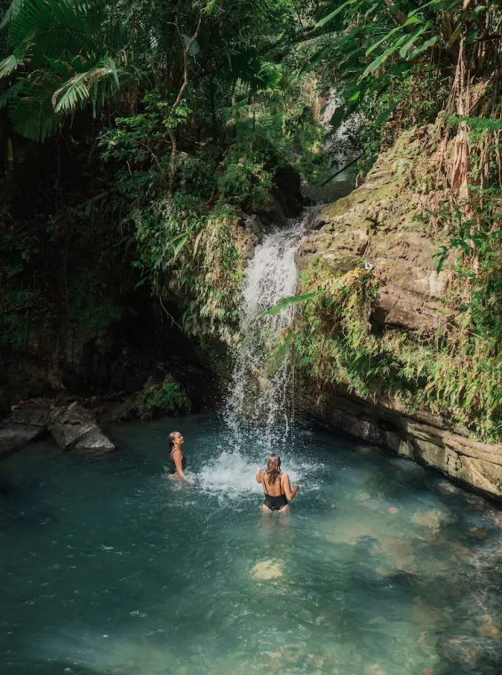 Waterfall view in El Yunque Rainforest.