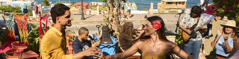 Couple dancing in the streets of Old San Juan.